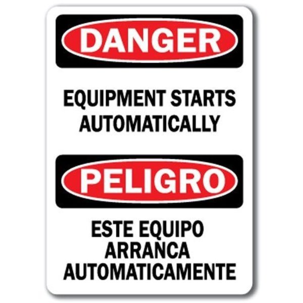 Signmission Danger-Equipment Starts Automatically Bilingual-10x14 OSHA, DS-Equipment Starts Automat Bilingual DS-Equipment Starts Automat Bilingual